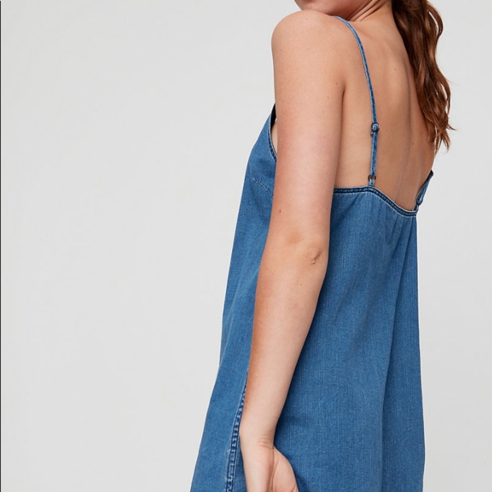 Denim mini dress with adjustable straps - Picture 3 of 7